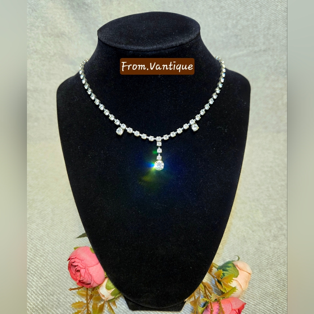 💎 Vintage Rhinestone Crystal Tennis Necklace ⛓️
